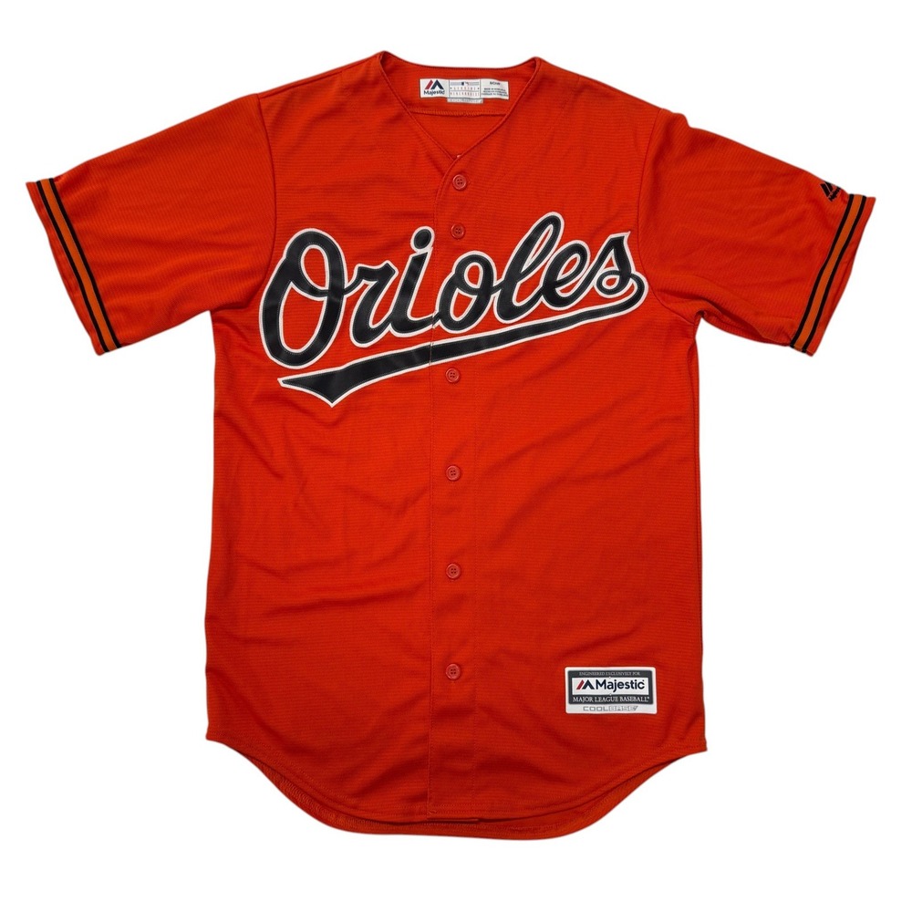 Majestic Baltimore Orioles Manny Machado 13 Cool Base Orange Jersey Mens Small
